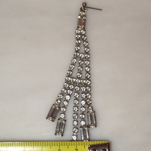 Chandelier earring used with rhinestones silver vintage