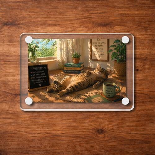 Acrylic fridge magnet "Relaxation Reminders" Cozy Cat new