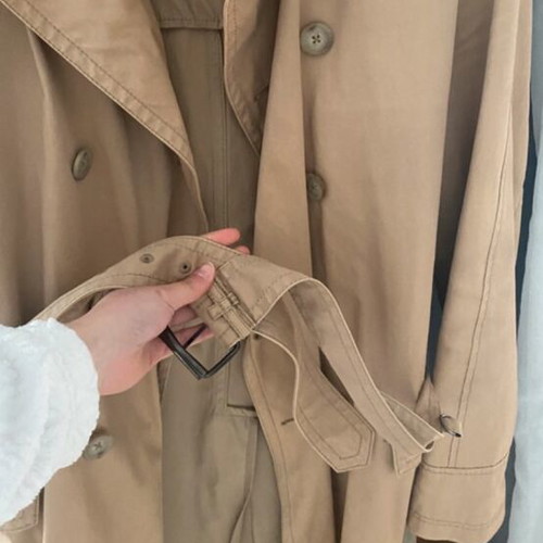 Massimo Dutti men's beige trench coat, classic double-breasted