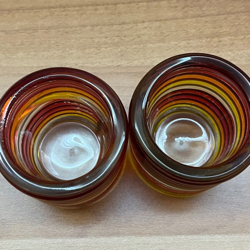 Glass candlesticks used, set of 2 pieces