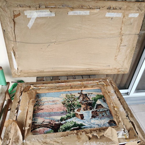 Vintage large paintings set of 2 used, 1980s