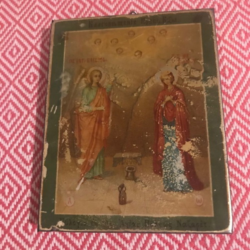 Antique religious icon used from the Holy Land 1934