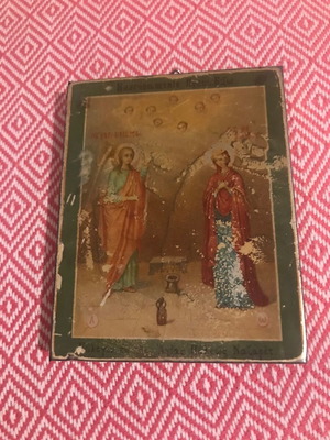 Antique religious icon used from the Holy Land 1934