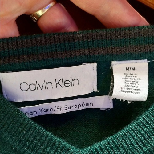 Calvin Klein 100% merino sweater used, size M, green