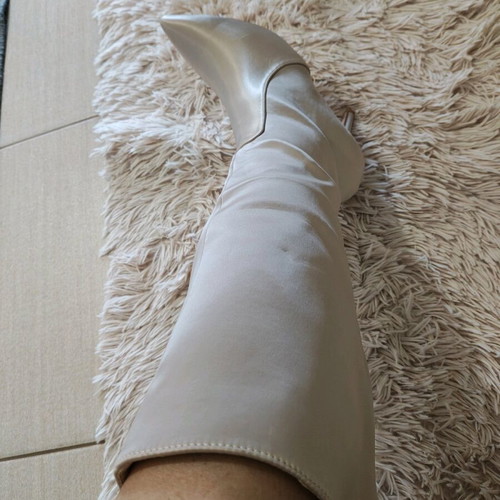Satin boots new, cream color, size 39