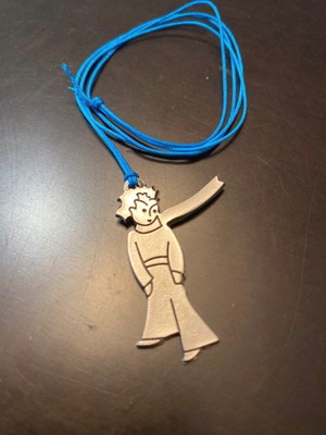 Metal pendant The Little Prince with turquoise silk cord, new
