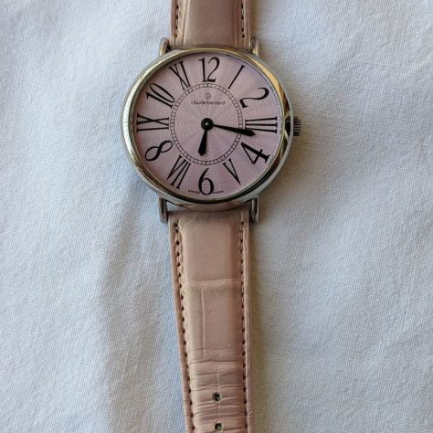 Claude Bernard wristwatch women's used with pink leather strap