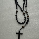 Cross necklace large, new, length 52cm, black and brown