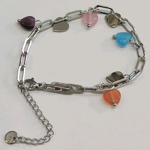 Steel bracelet new, pink and silver