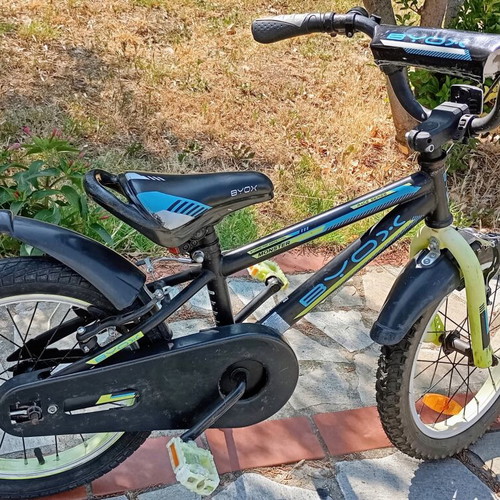 Byox Monster 16" Kids BMX Bicycle used, black with training wheels
