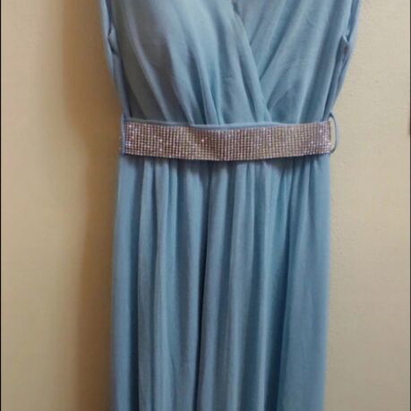 Maxi dress made of tulle with rhinestone belt, like new