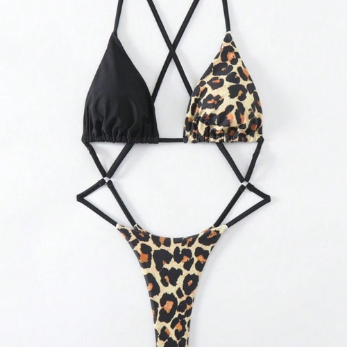 Shein swimsuit new, black and brown, string back, size L