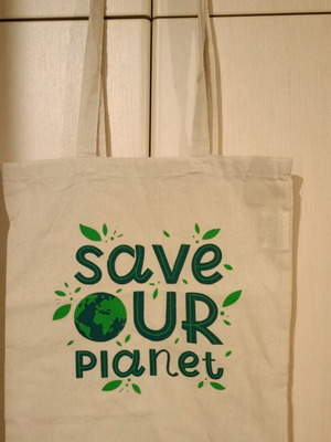 Canvas tote bag Save Our Planet new, beige
