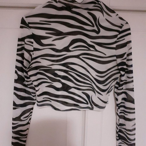 Zivago crop top long sleeve like new, transparent with zebra pattern