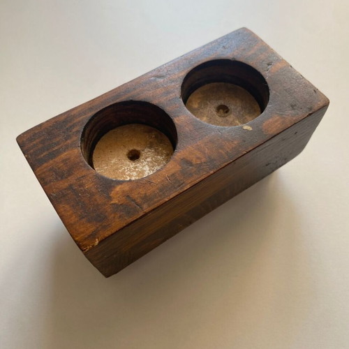 Rustic wooden candle holders set of 3 used, handcrafted minimal style