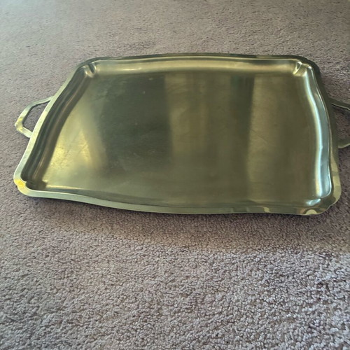 Inox 18/10 large vintage tray used, made in France