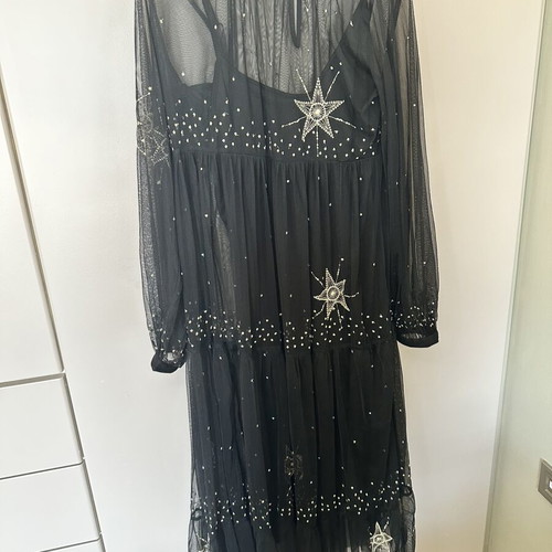 Zara black double tulle dress like new, size L