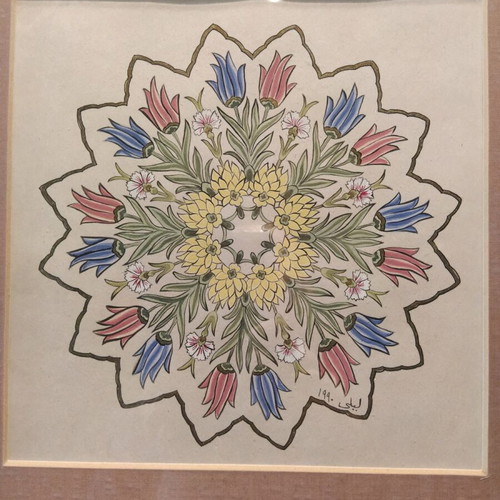 Handmade painting used with oriental motif and tezhip technique