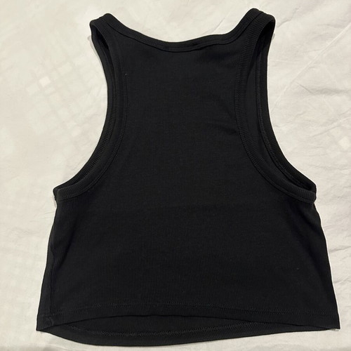 Zara black ribbed sleeveless crop top with crew neck