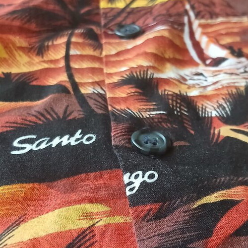 Men's Hawaiian Shirt with Short Sleeves like new, red tropical print