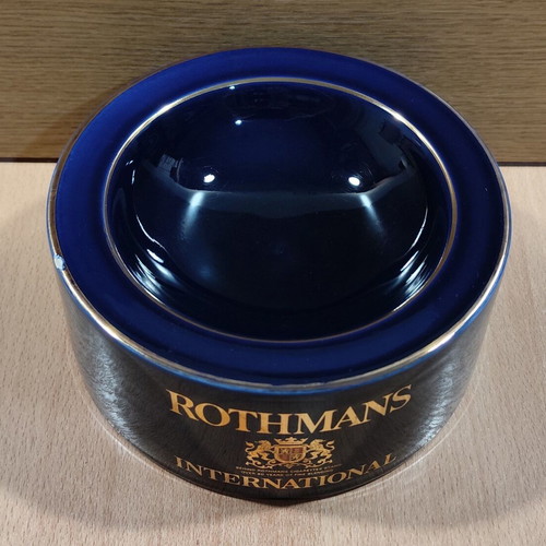 Rothmans International ceramic ashtray used, vintage advertising