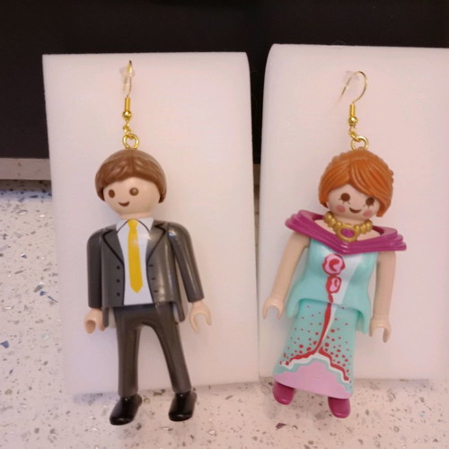 Playmobil earrings!! Mr. & Mrs!