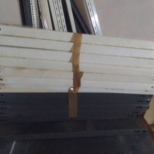Dexion Type Shelves And Columns Used, Various Sizes, Grey And White