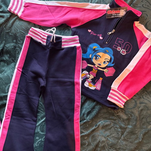 Children's cotton tracksuit set new, blue and pink for 5 years old