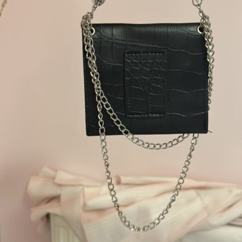Black bag with silver chains new