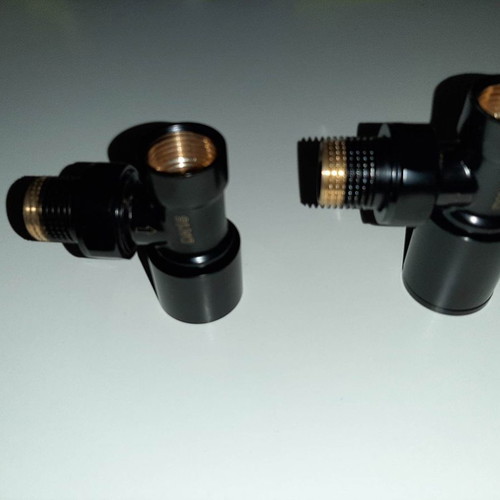 Angle valves for radiator or towel rail new black