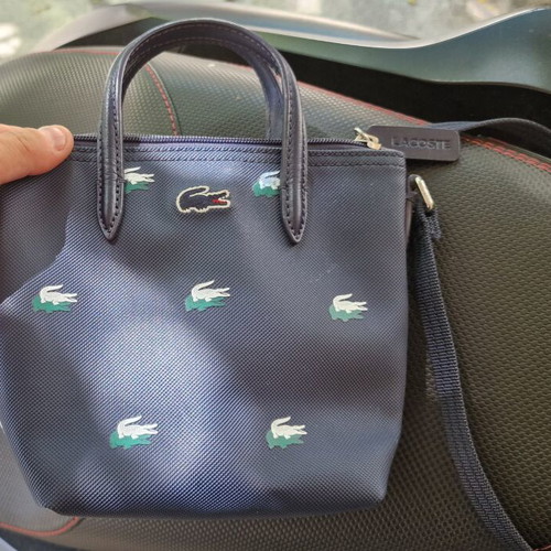 Lacoste Croc Print Mini Cross-Body Bag used, blue