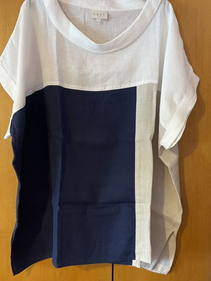 East UK Tricolor 100% Linen Plus Size Shirt Like New, Size L