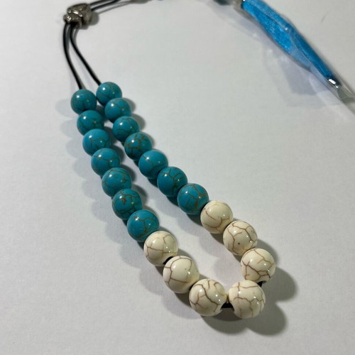 Handmade worry beads with chalcedony semi-precious stones new