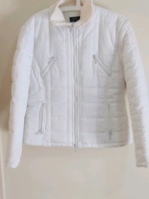 Women's white winter jacket used, size L
