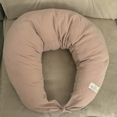 Nursing pillow pink, like new, cotton cover, silicone fiber filling