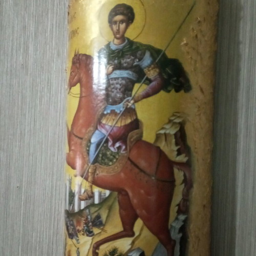 Saint Demetrios Handmade Decoupage Image on Tile, New