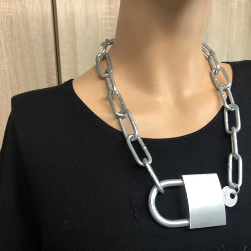 Lock Choker Necklace gothic alternative unisex with key accessory, new