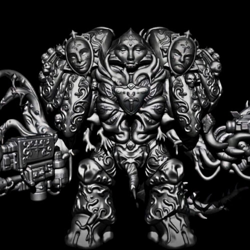 Grimdark Obliterator of Slaanesh resin miniature
