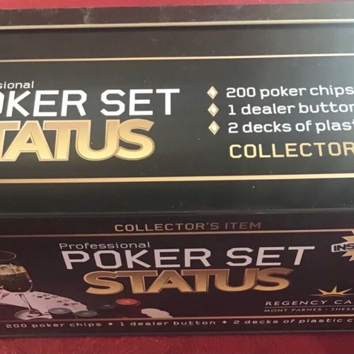 Poker set new in metal case with chips and cards
