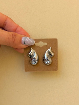 Ataalina earrings new silver with zircon stainless steel hypoallergenic