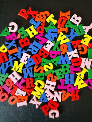 Wooden colorful alphabet letters set of 100 pieces new