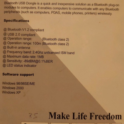 USB Bluetooth Dongle v1.2 new, ideal for retro computers Win98 and WinXP