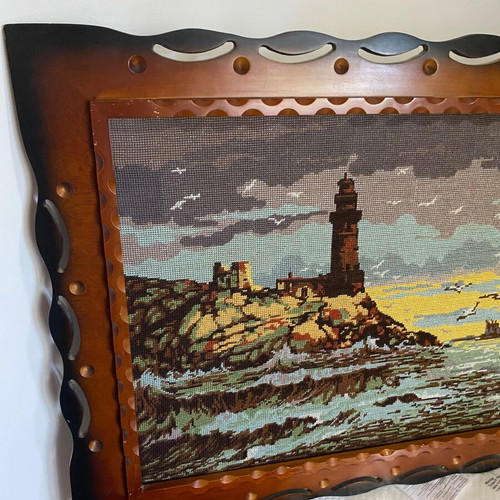 Vintage Handcrafted Embroidered Nautical Wall Art Used