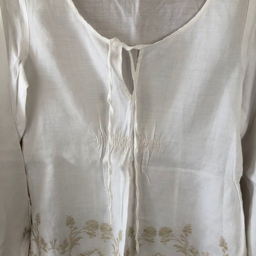 Linen tunic Mango XL like new, white with embroidery