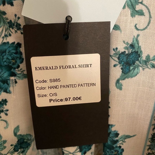 Ciel Concept Romantic Floral Shirt new, white and turquoise