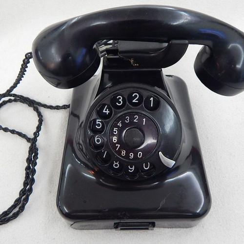 Siemens black bakelite telephone from 1950s, used