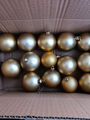 Christmas baubles used, set of 14 balls, 5 bows, 1 decoration with bells