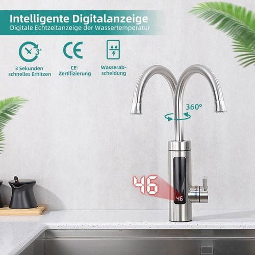 HOMELODY electric kitchen faucet with 3000W instant water heater, LED display