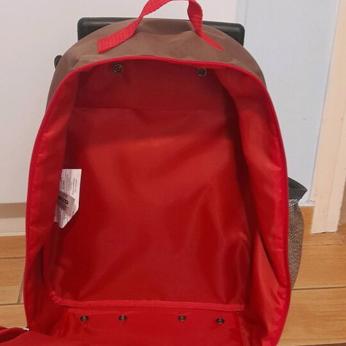 Skip Hop Zoo Monkey Kids Suitcase used, brown and red