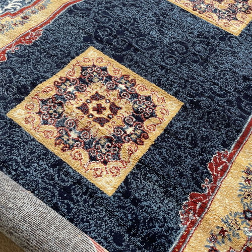 Mekka Arabian Carpets wool rug new, navy blue 1x2